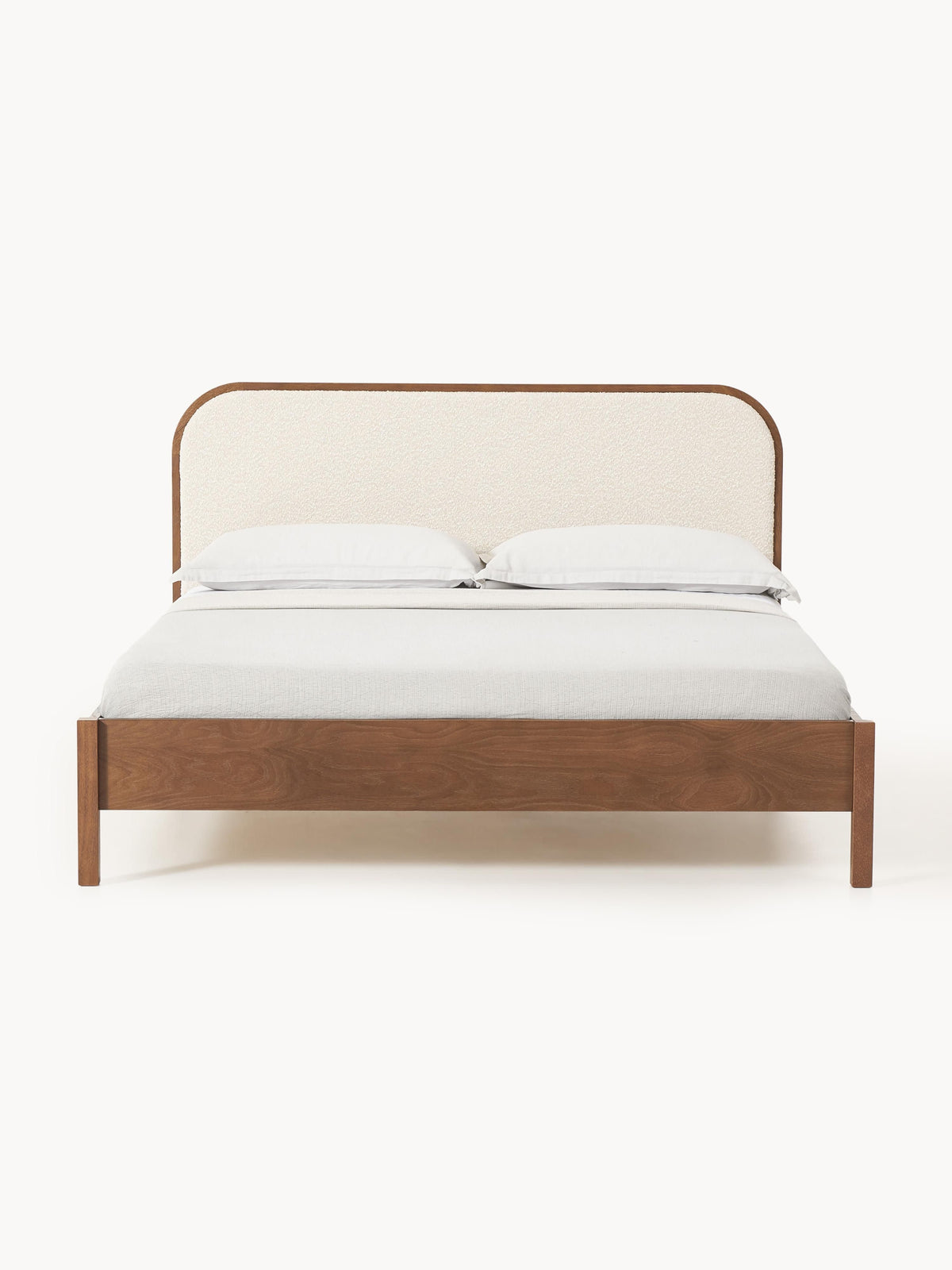 Jonquest Wooden Bed with Bouclé Headboard