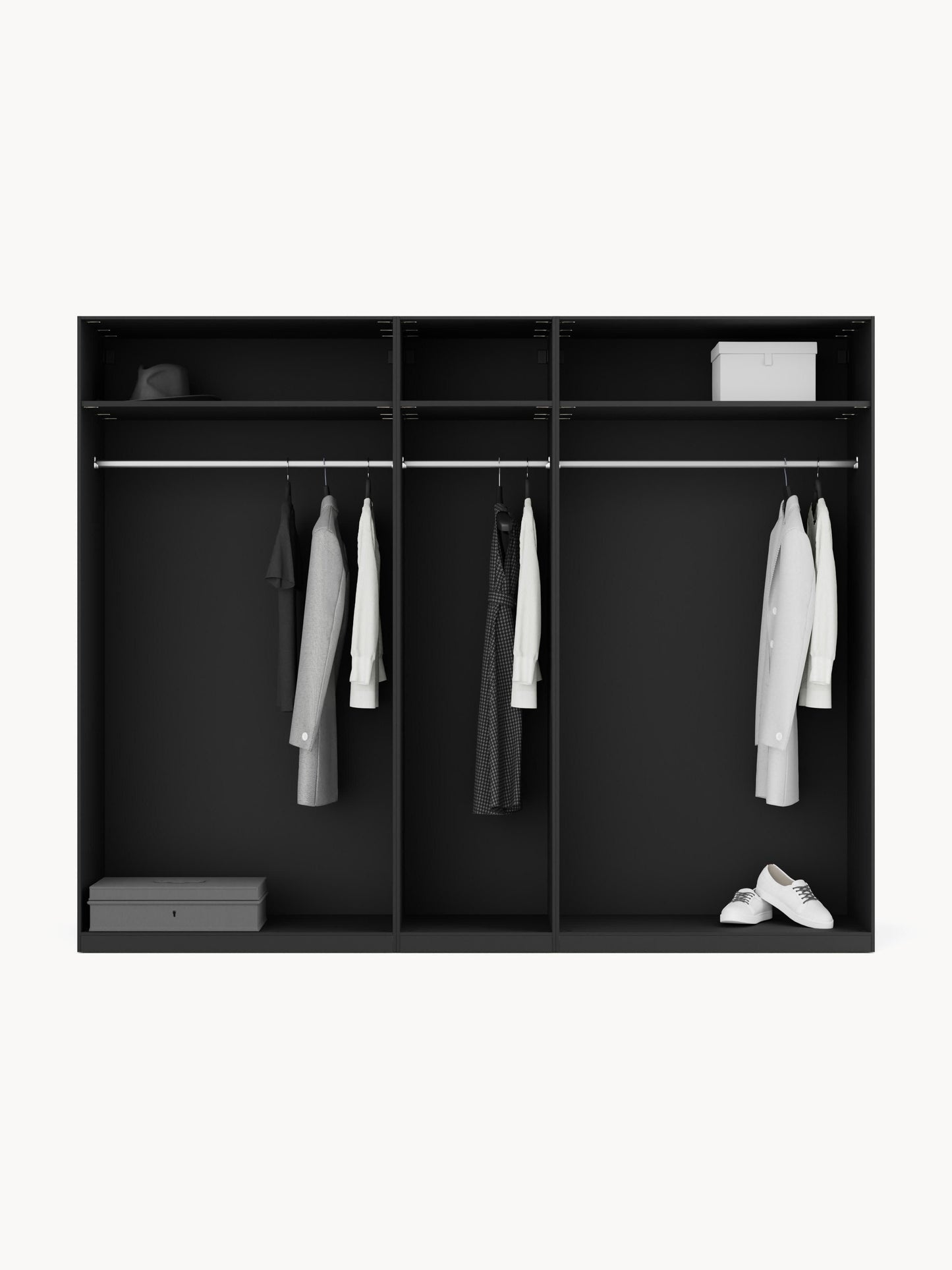 Lenvino Modular Hinged-Door Wardrobe, 250 cm Wide, in Various Sizes