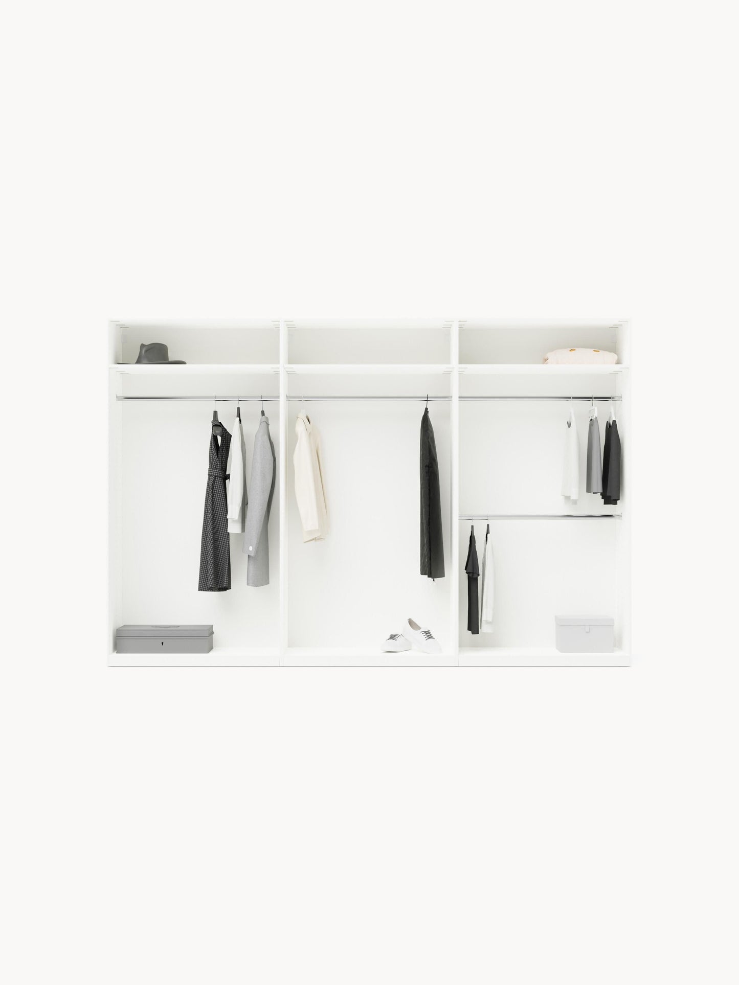 Lenvino Modular Hinged-Door Wardrobe, 300 cm Wide, in Various Sizes