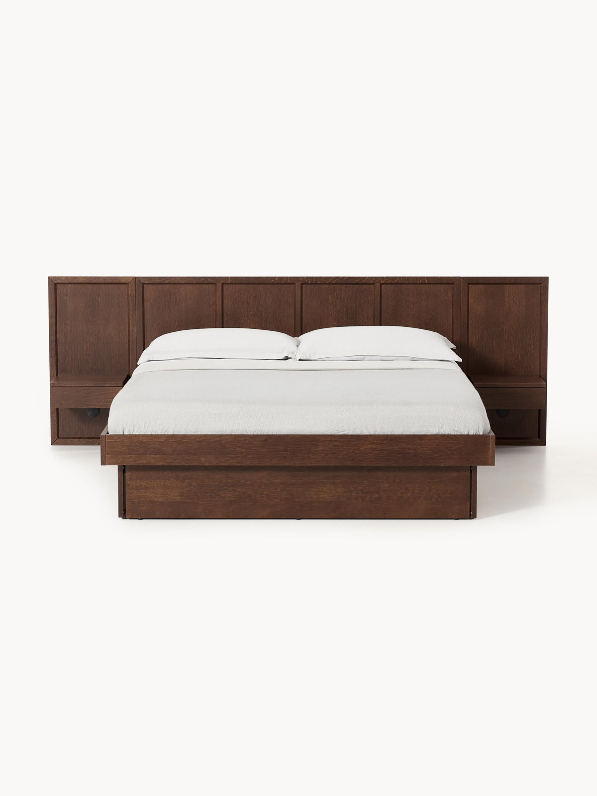 Nanroven Wooden Bed with Headboard and Bedside Tables