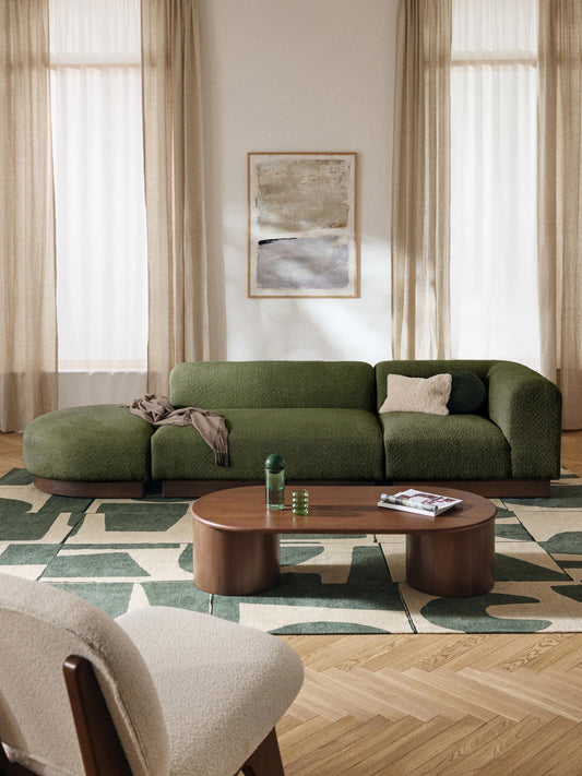 Natvorna Modular Ottoman in Teddy Bouclé with Stool (Left/Right)