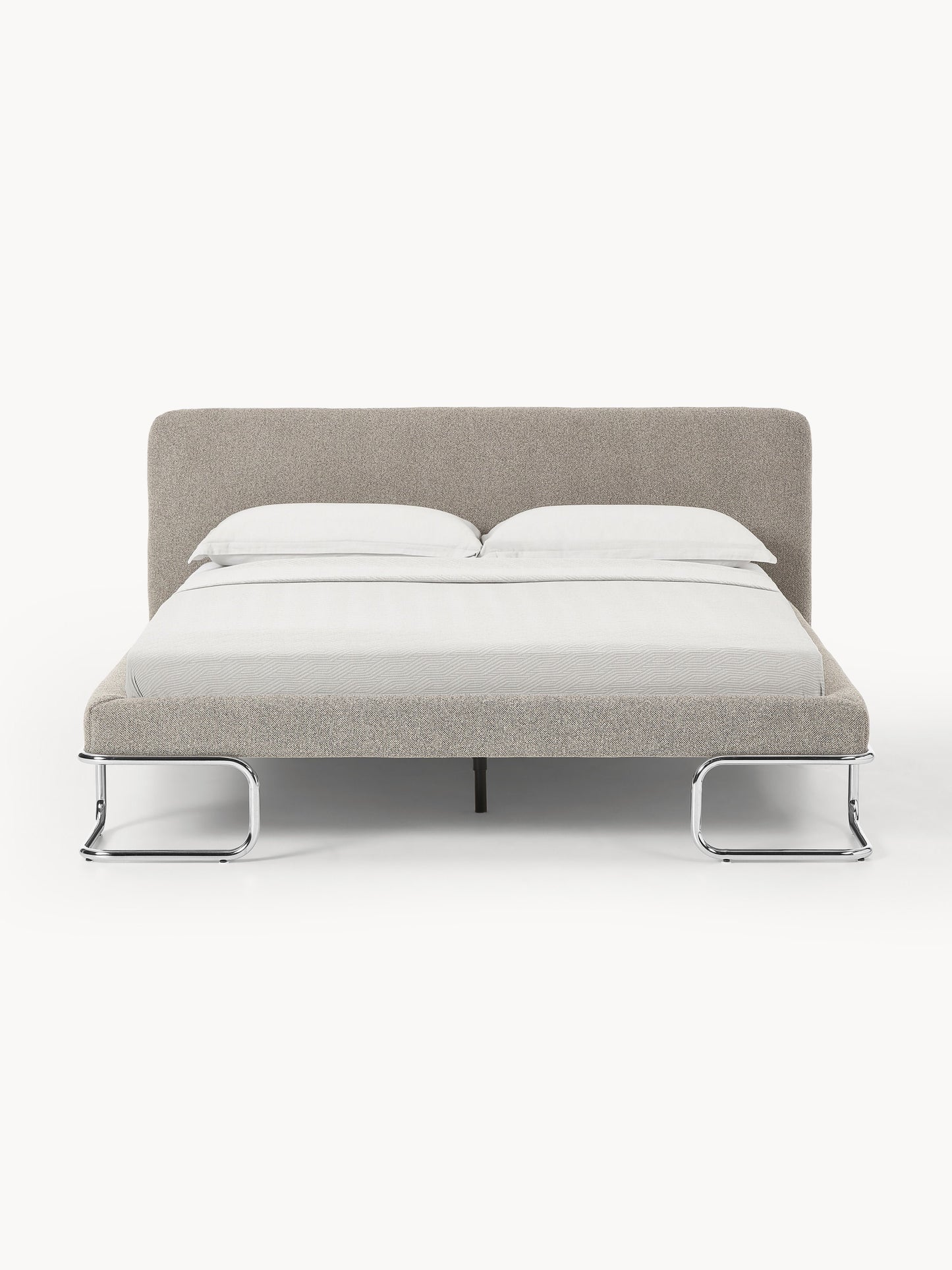 Olneva Upholstered Bed in Bouclé with Metal Legs