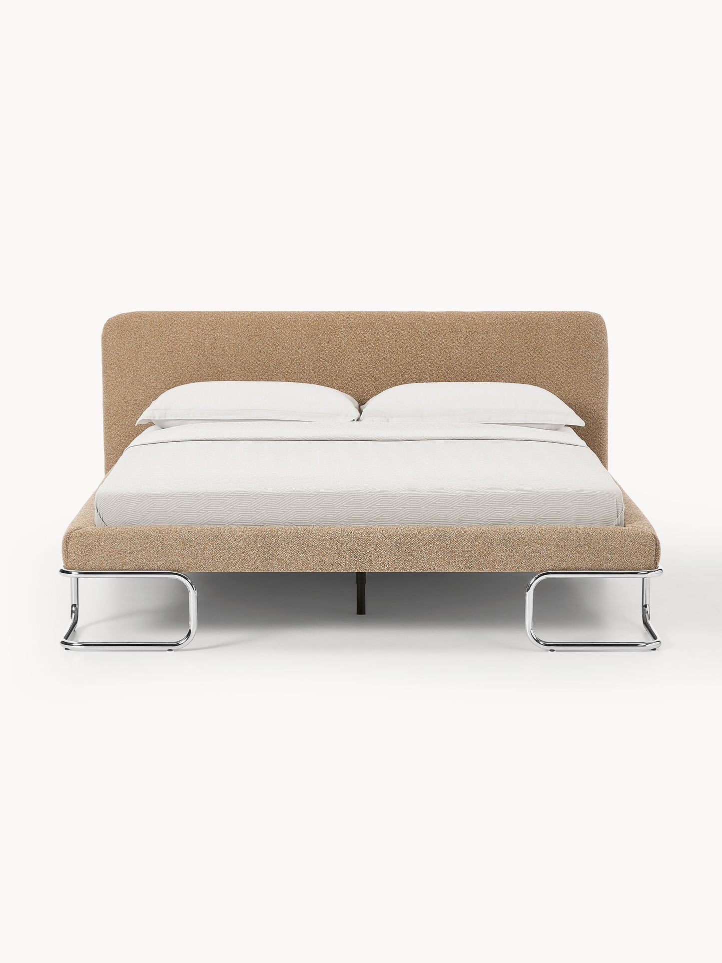 Olneva Upholstered Bed in Bouclé with Metal Legs