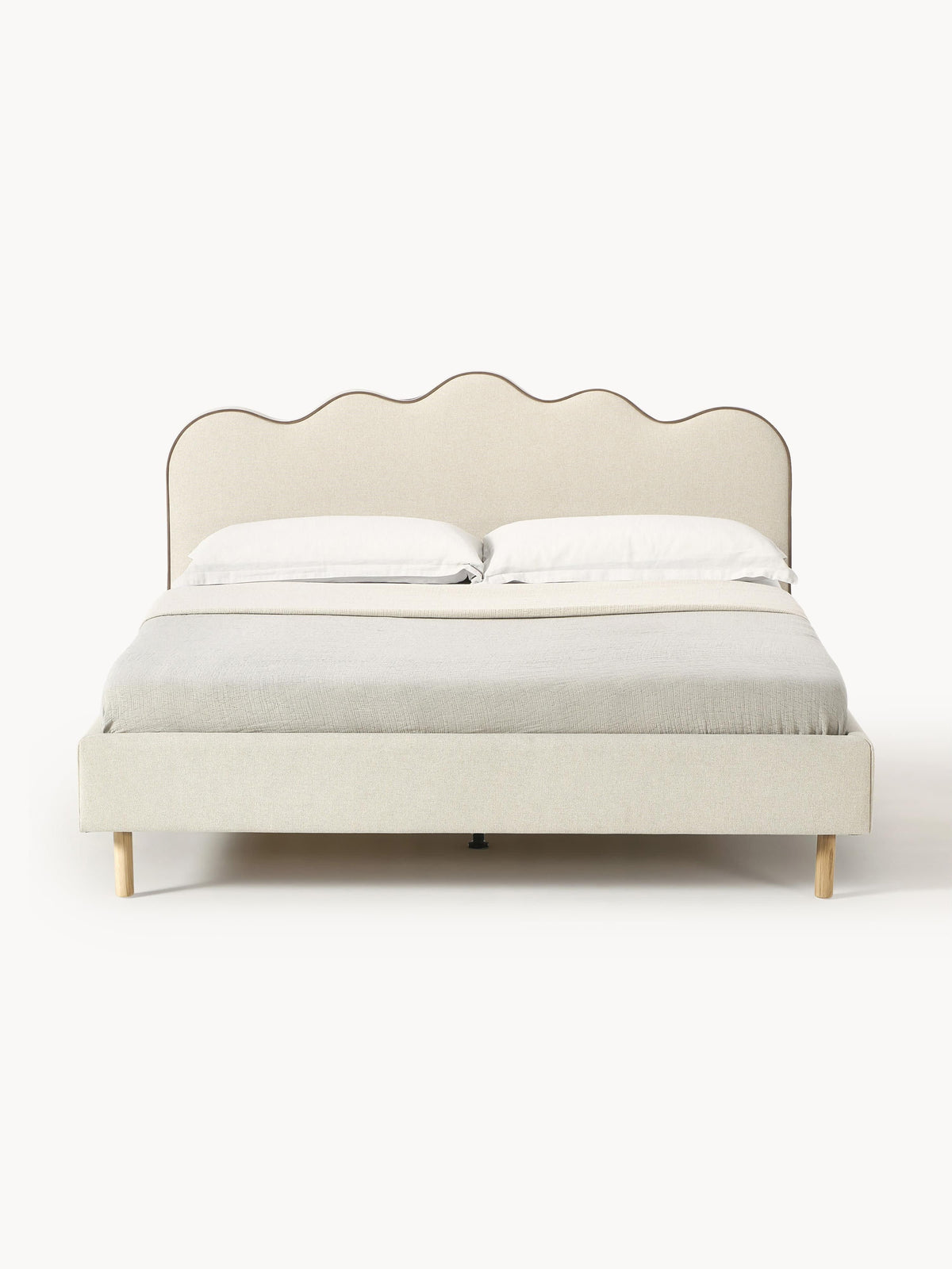 Romveil Upholstered Bed with Wavy Headboard