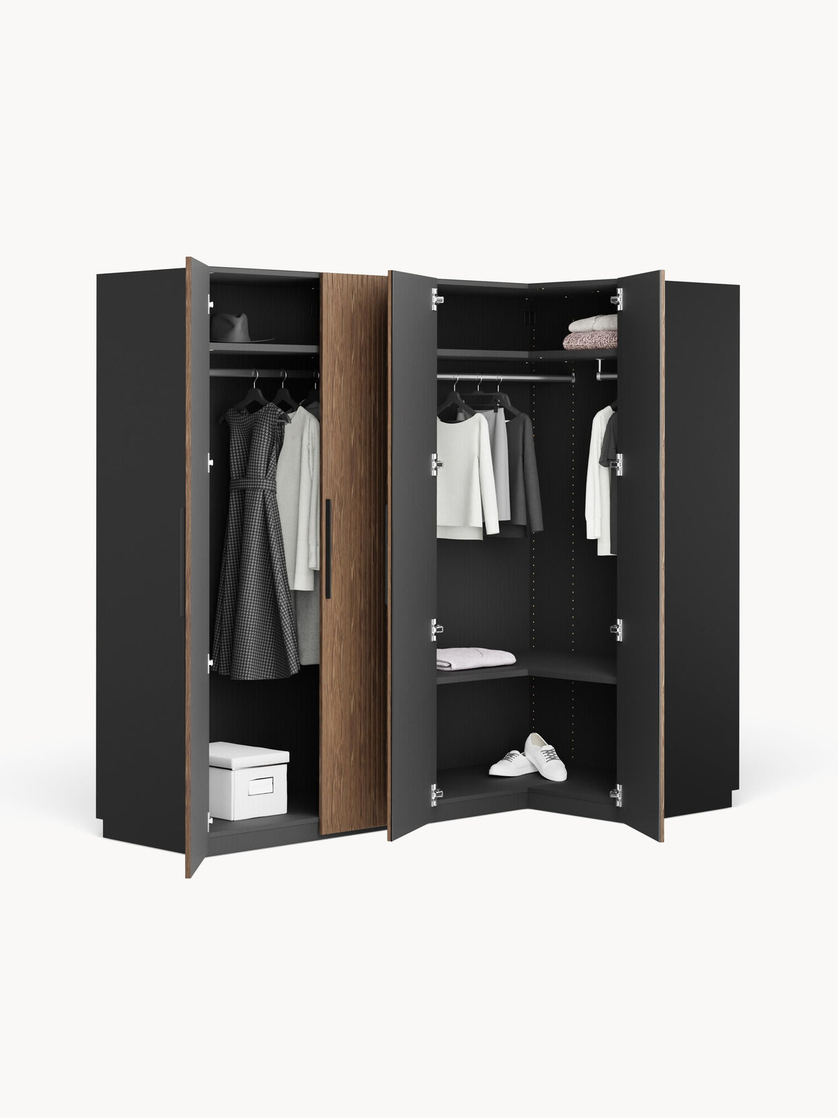 Simneva Modular Corner Wardrobe, 215 cm Wide, in Various Sizes