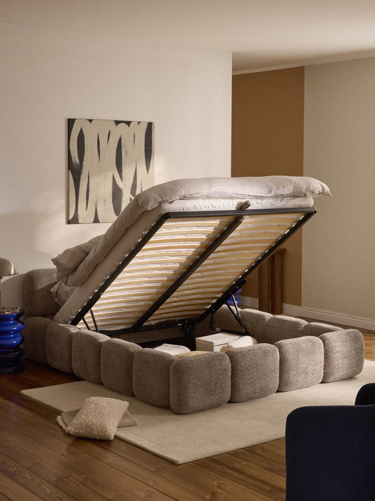 Taylorna Teddy Bouclé Upholstered Bed with Storage