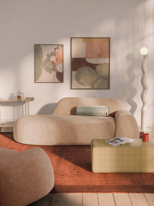 Wolbrenna Bouclé Sofa with Chaise Longue (2-Seater)
