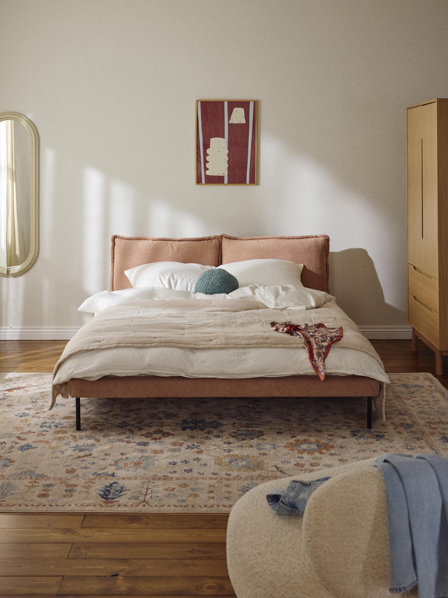 Amelucci Teddy Bouclé Upholstered Bed