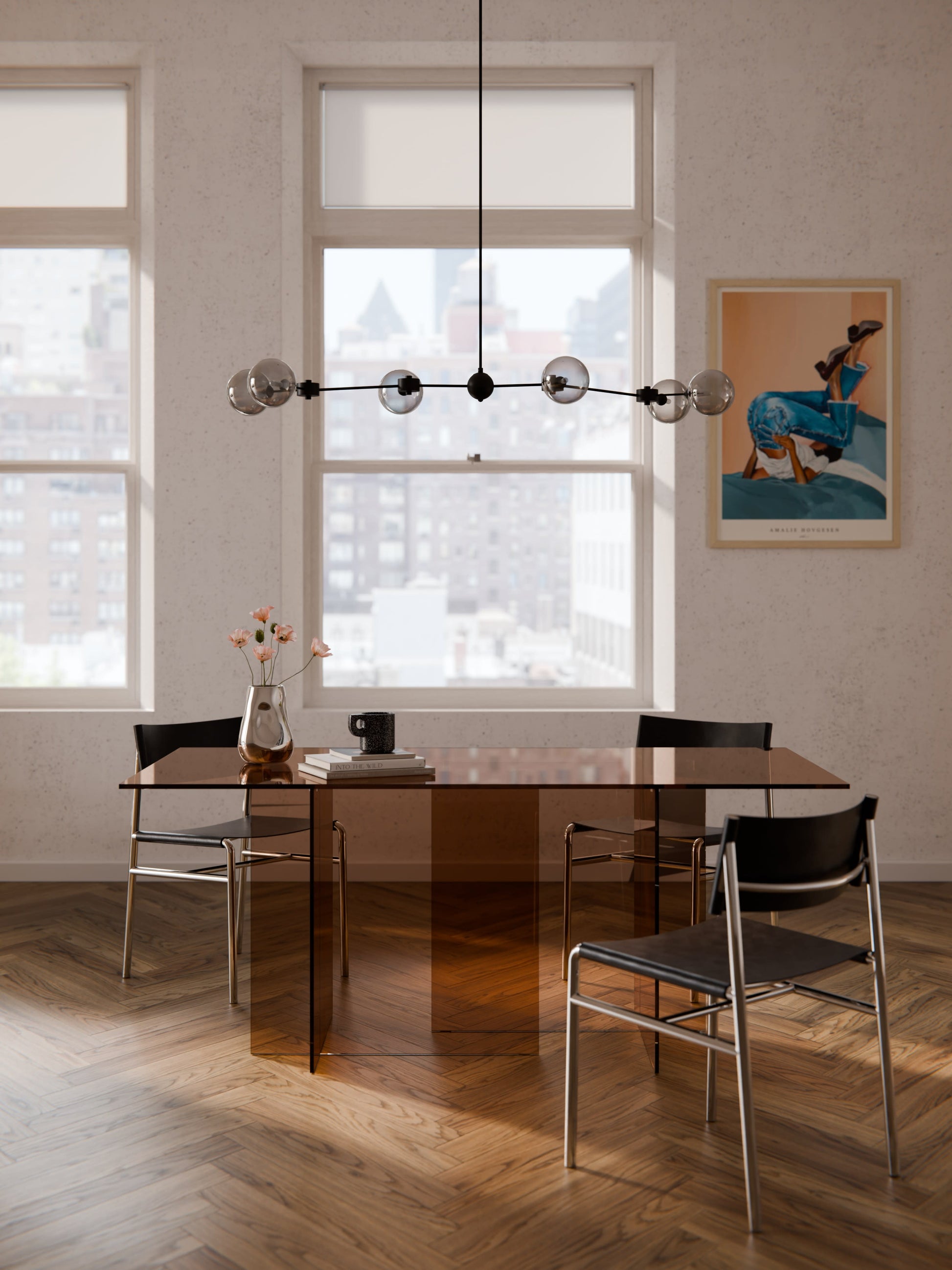 Anoubel Glass Dining Table, 180 x 90 cm