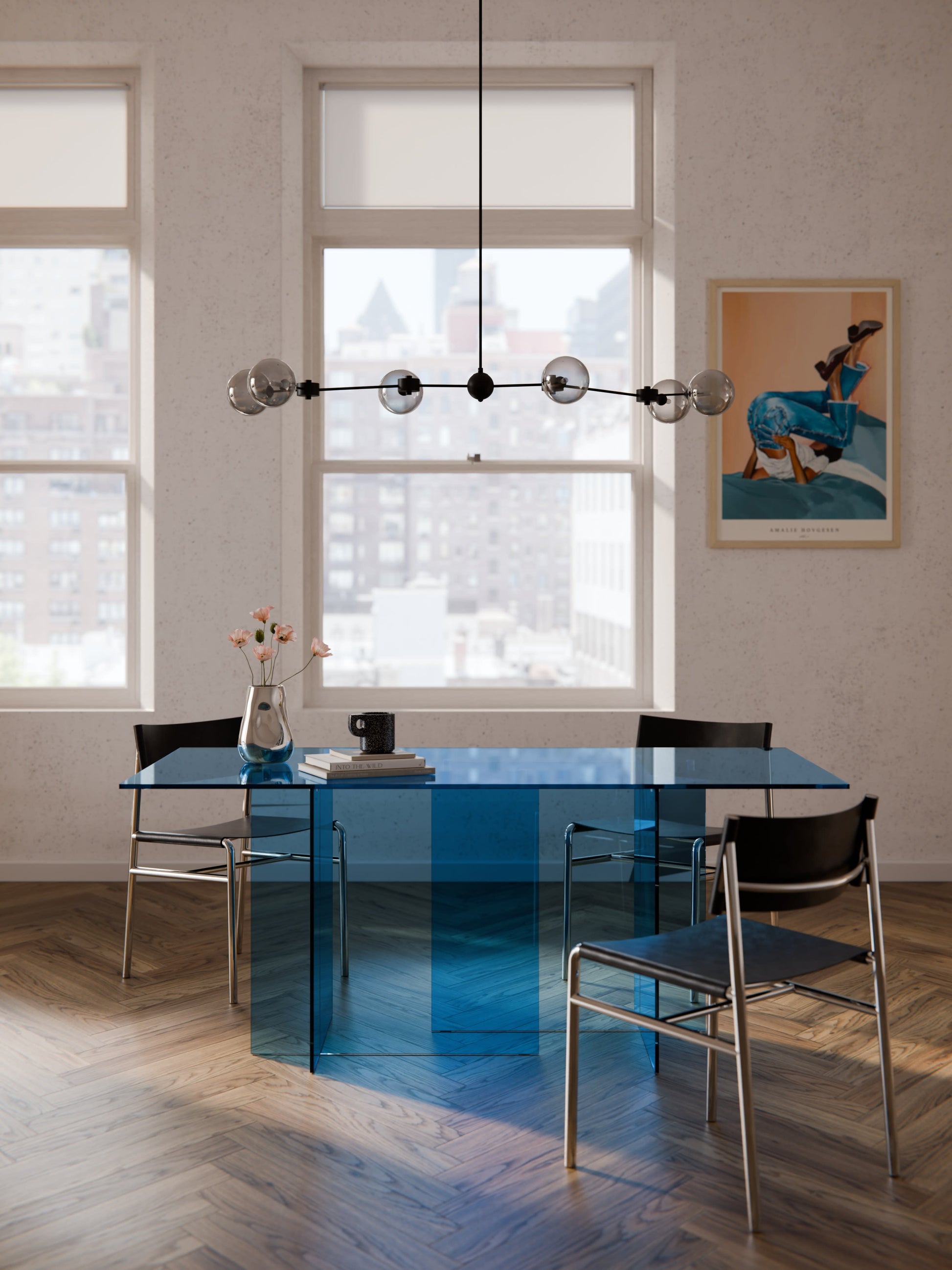 Anoubel Glass Dining Table, 180 x 90 cm