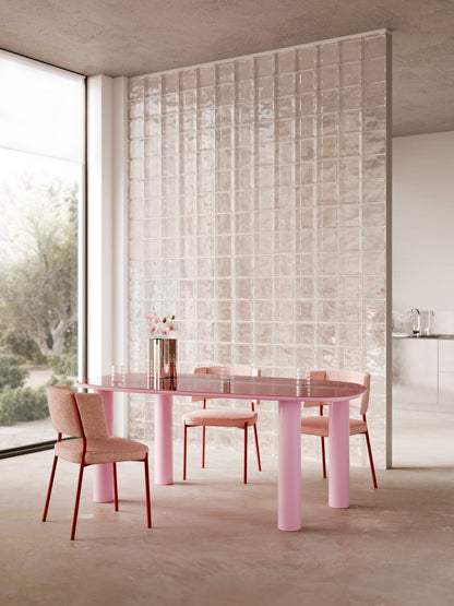 Benika Glass-Top Organic Dining Table, 200 x 110 cm