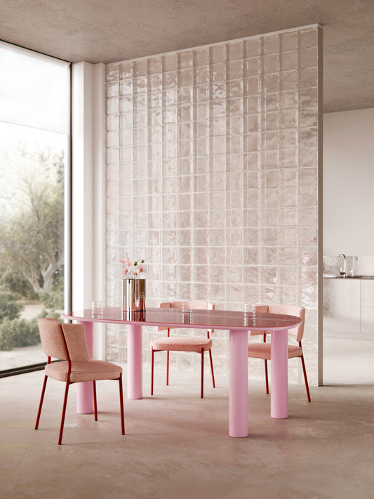 Benika Glass-Top Organic Dining Table, 200 x 110 cm