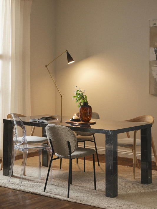 Carbino Dining Table in Marble Look, 180 x 90 cm