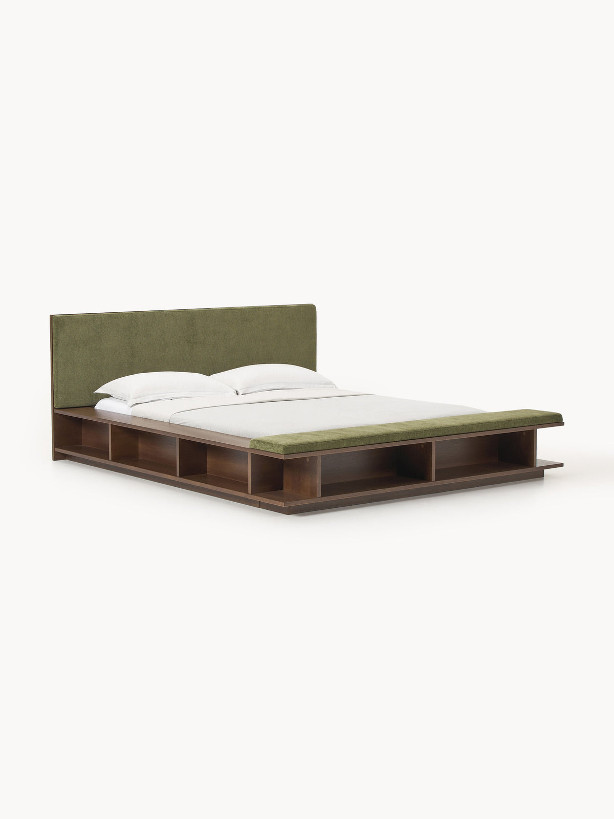 Clarnado Wooden Bed Frame with Bench and Side Shelves