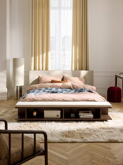 Clarnado Wooden Bed Frame with Bench and Side Shelves