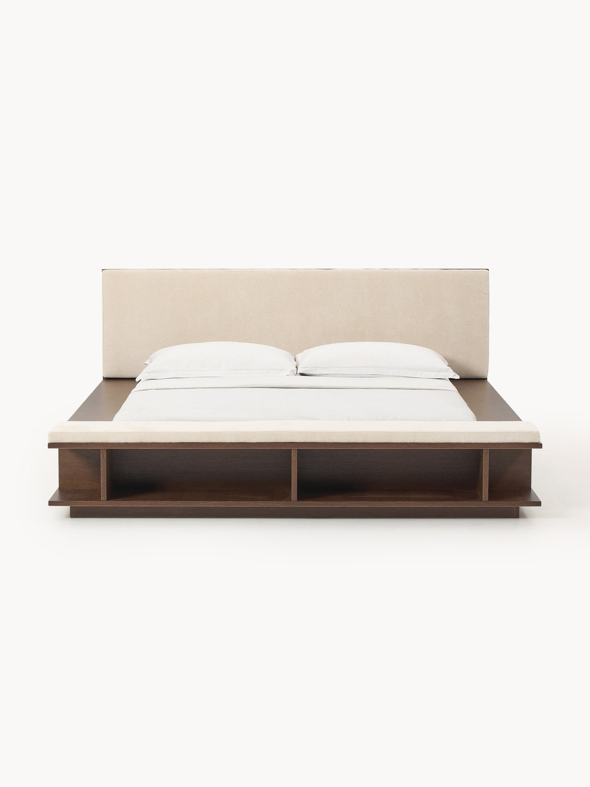 Clarnado Wooden Bed Frame with Bench and Side Shelves