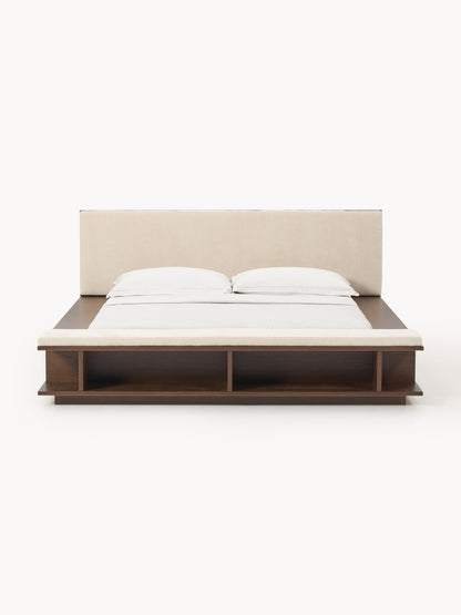 Clarnado Wooden Bed Frame with Bench and Side Shelves