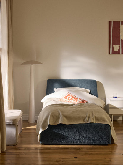 Clonardi Single Bed in Bouclé with Storage