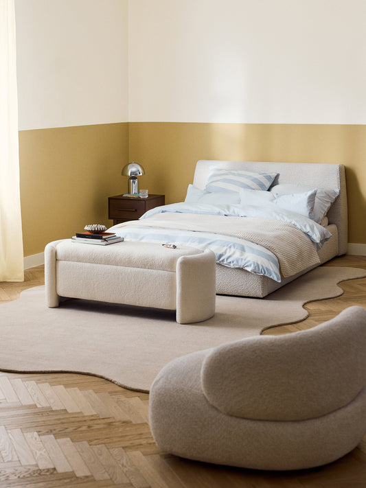 Clonardi Upholstered Bed in Bouclé