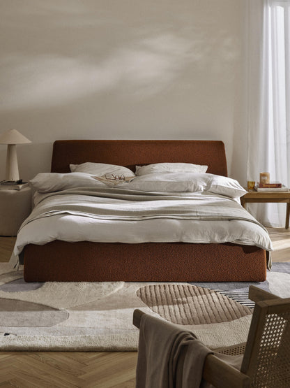 Clonardi Upholstered Bed in Bouclé with Storage