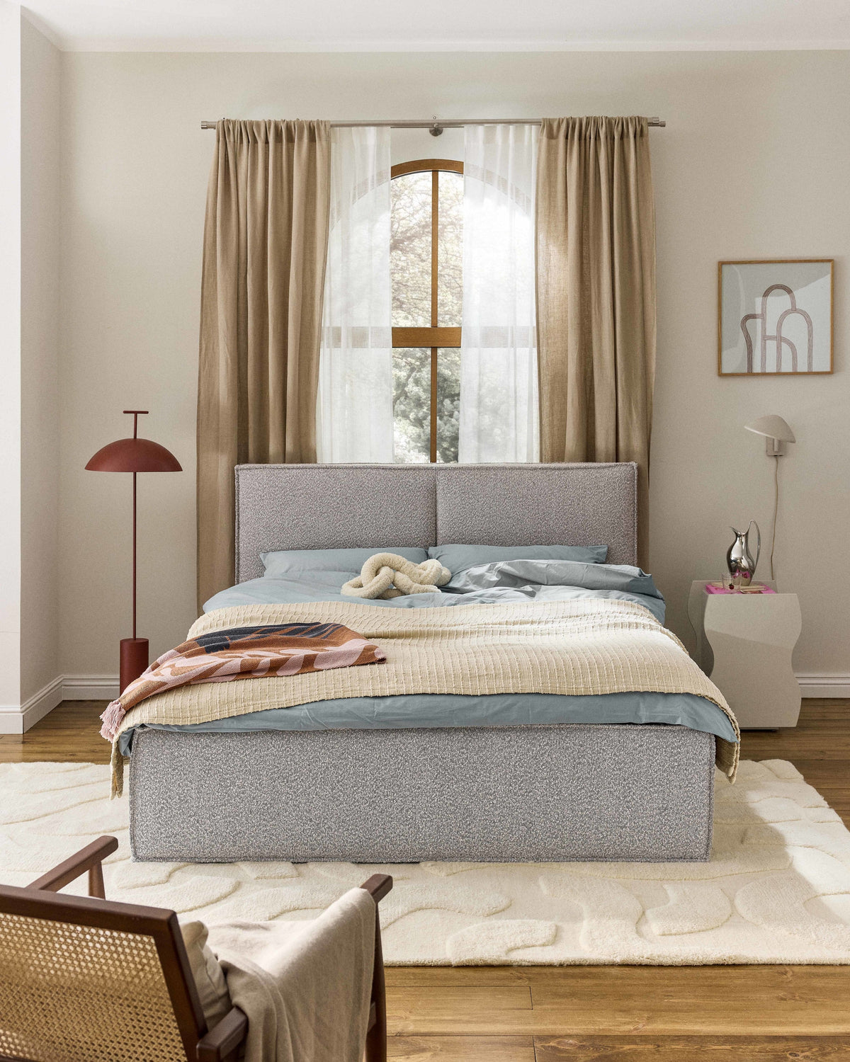 Dreselva Upholstered Bed in Bouclé