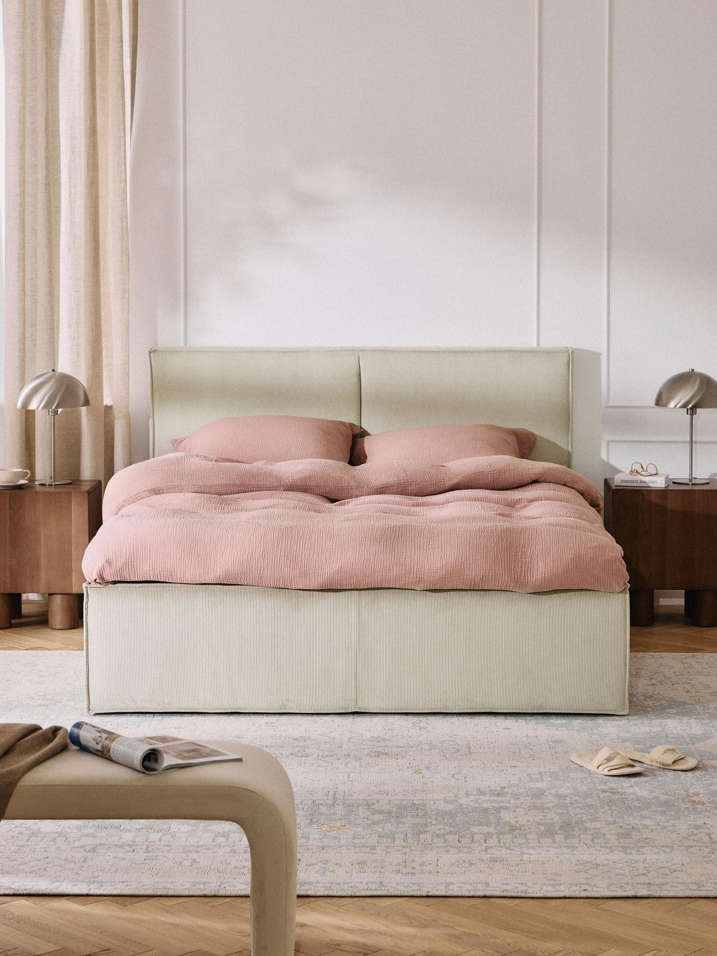 Dreselva Upholstered Bed in Corduroy