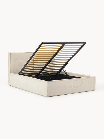 Dreselva Upholstered Storage Bed in Corduroy