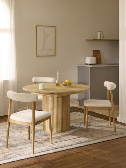 Filveno Extendable Dining Table with Grooved Texture, 120 - 160 x 75 cm
