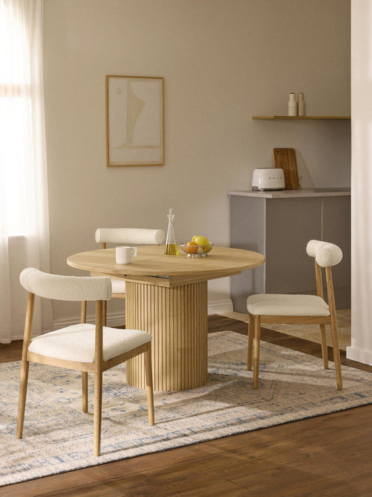 Filveno Extendable Dining Table with Grooved Texture, 120 - 160 x 75 cm