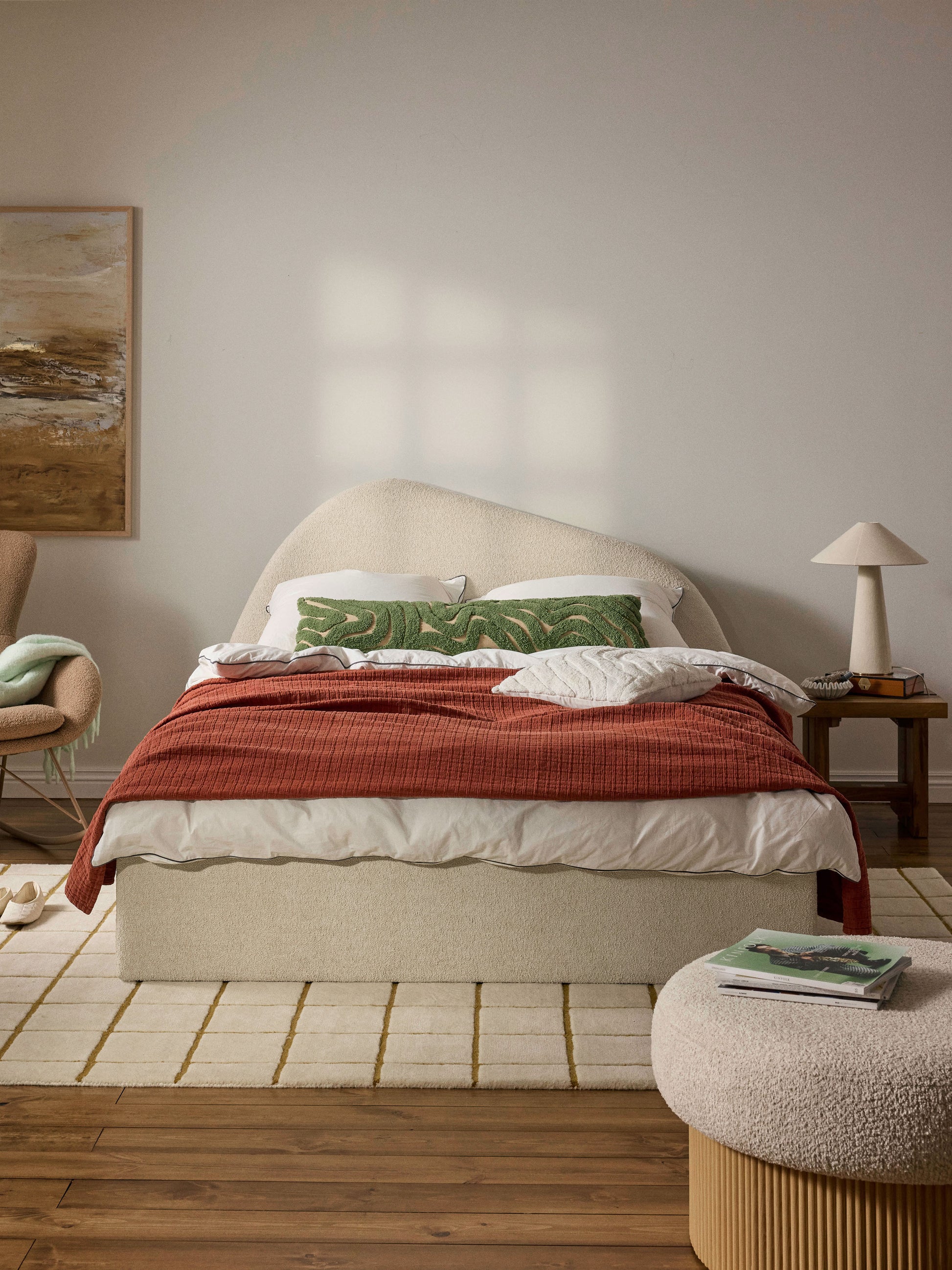Garmont Upholstered Bed in Bouclé