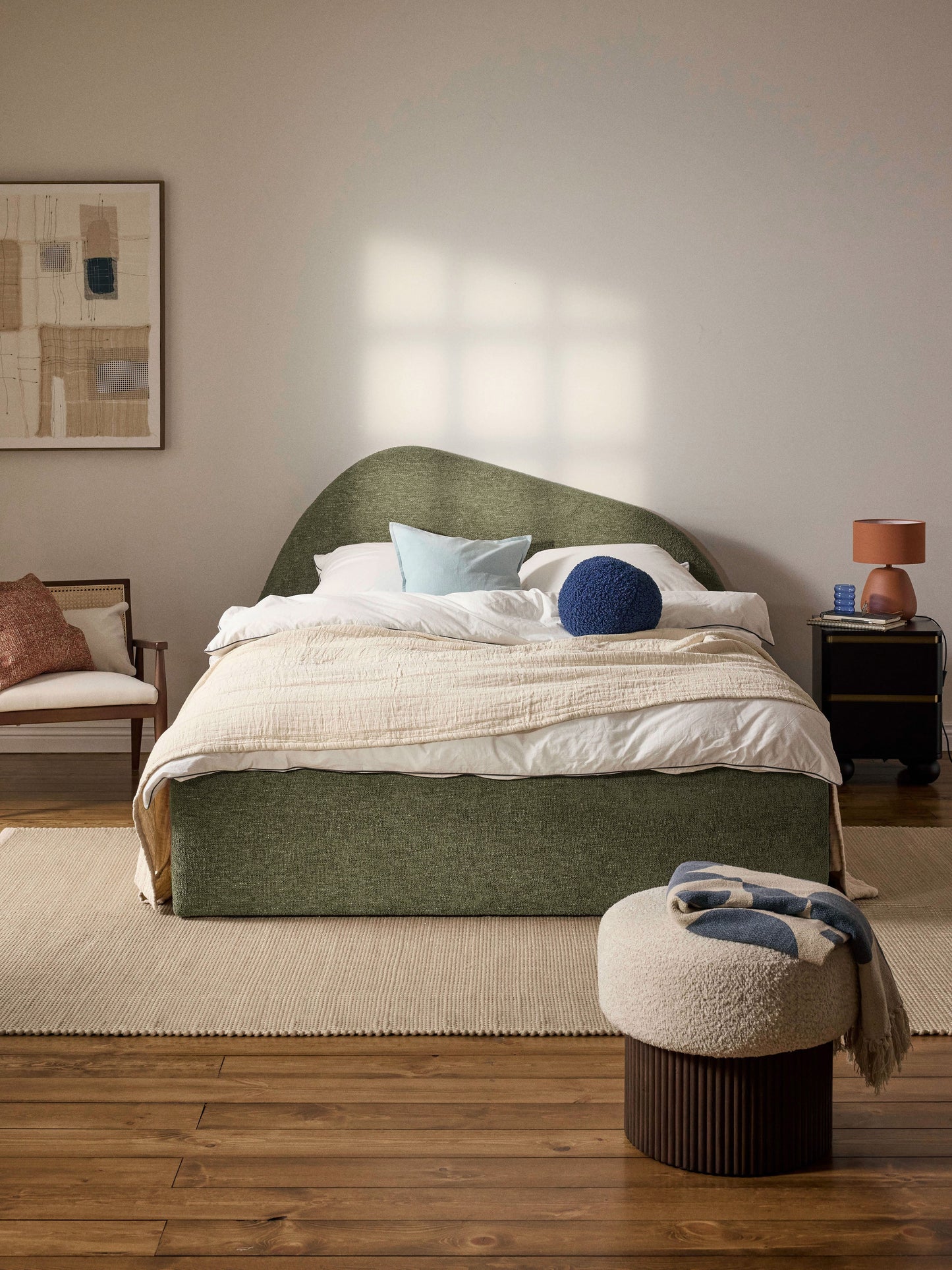 Garmont Upholstered Bed in Bouclé