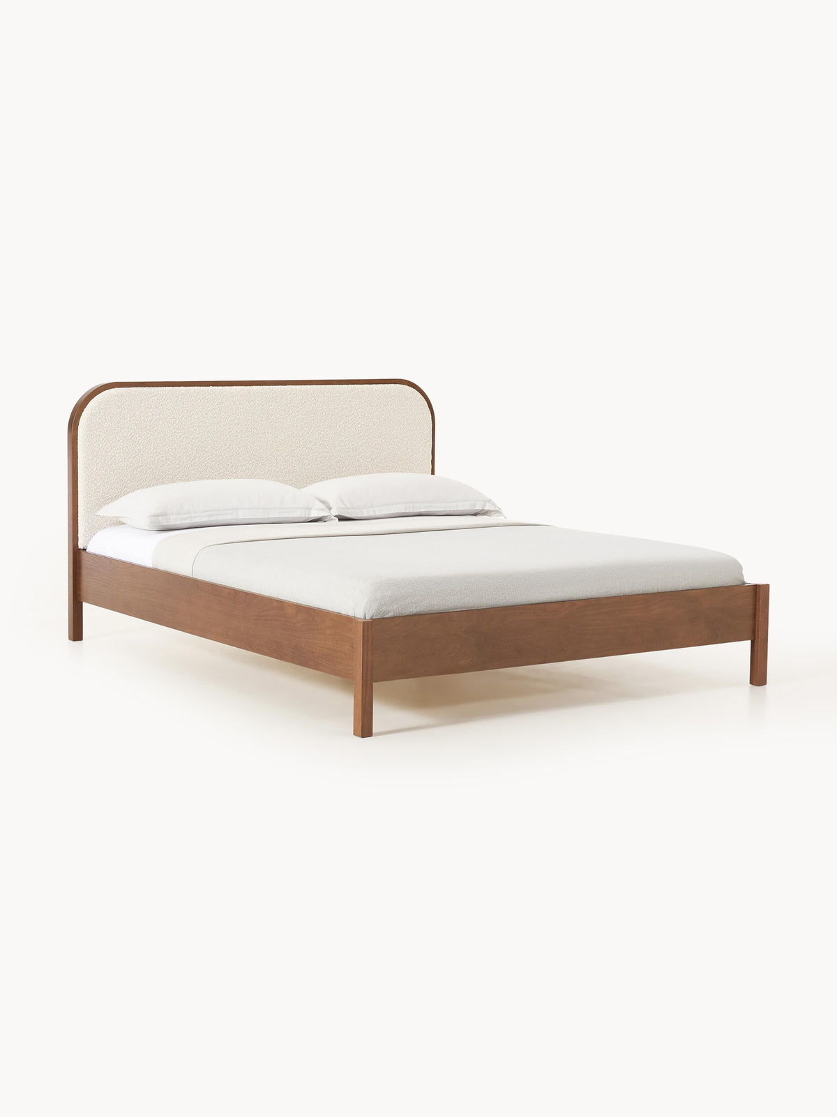 Jonquest Wooden Bed with Bouclé Headboard