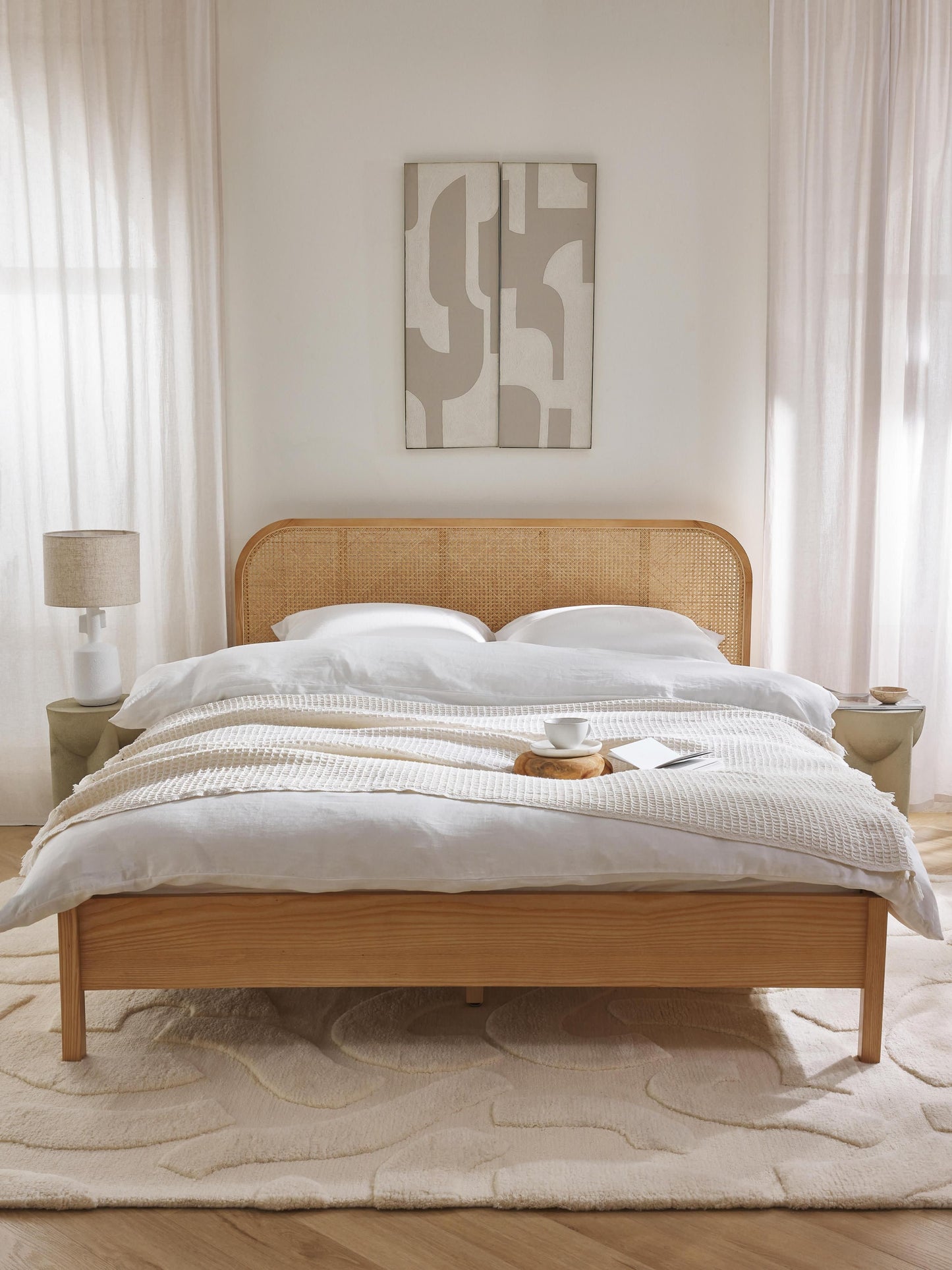 Jonquest Wooden Bed with Vienna Cane Headboard