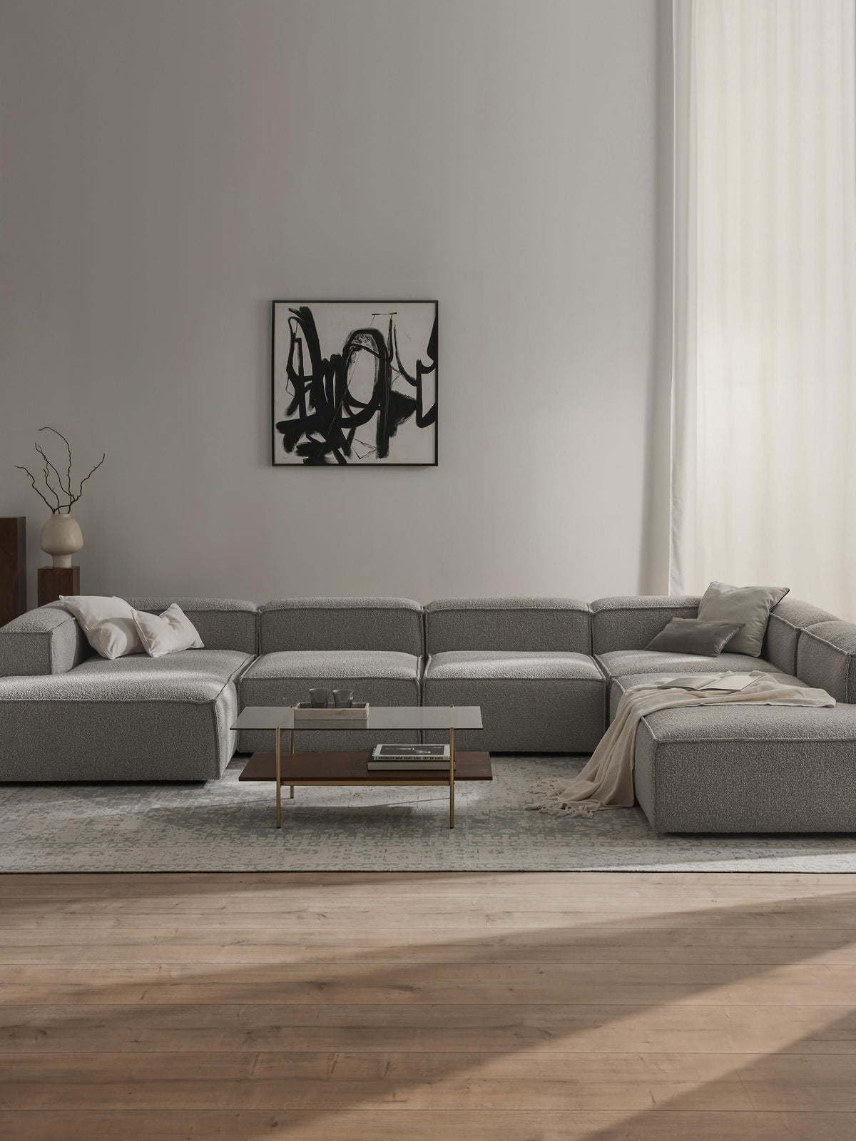 Lenroven Bouclé Modular Sofa, XL