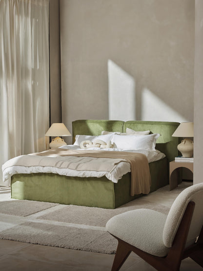 Lenroven Box Spring Bed in Corduroy