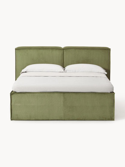 Lenroven Box Spring Bed in Corduroy