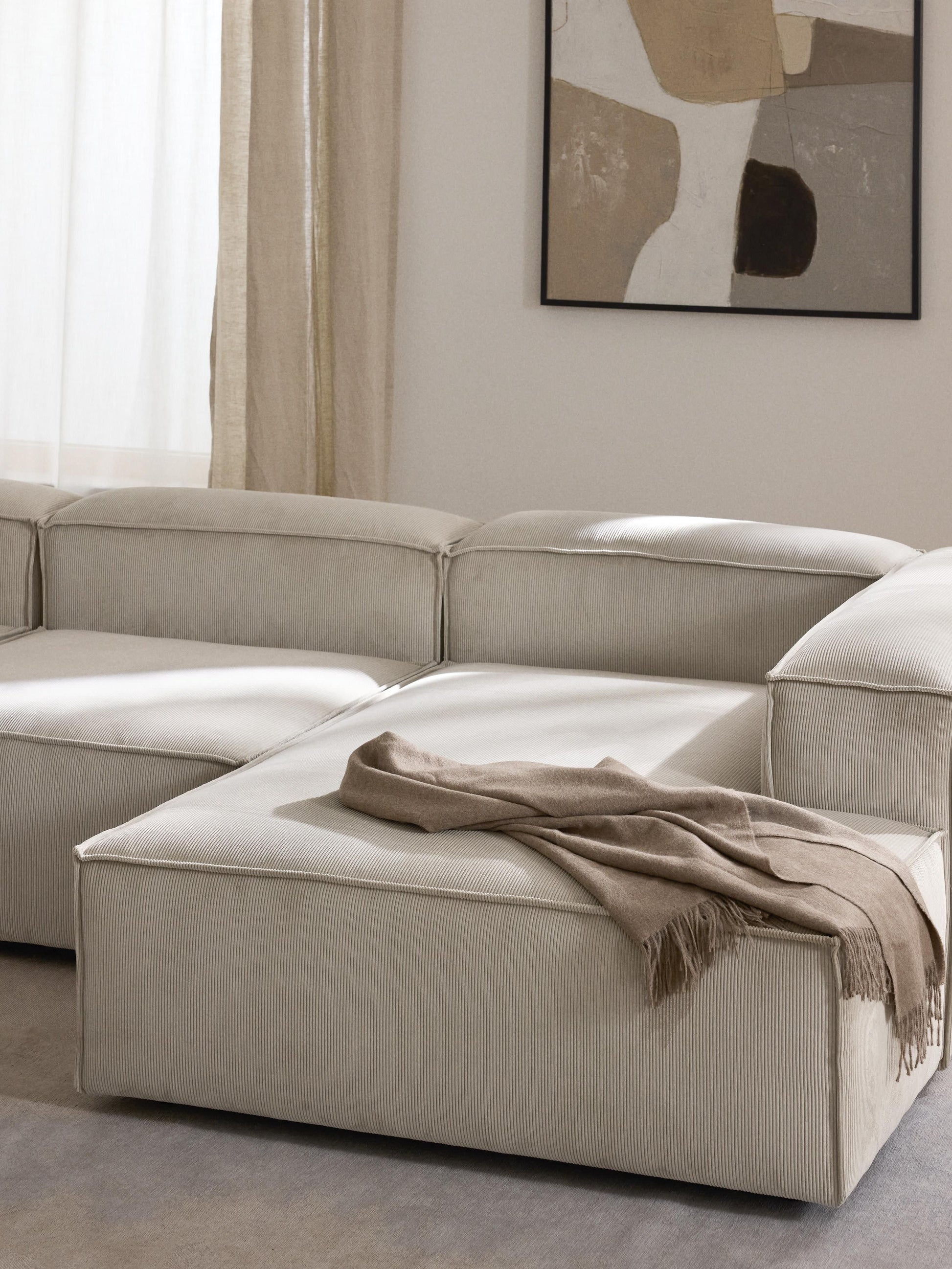 Lenroven Corduroy Ottoman Corner Module