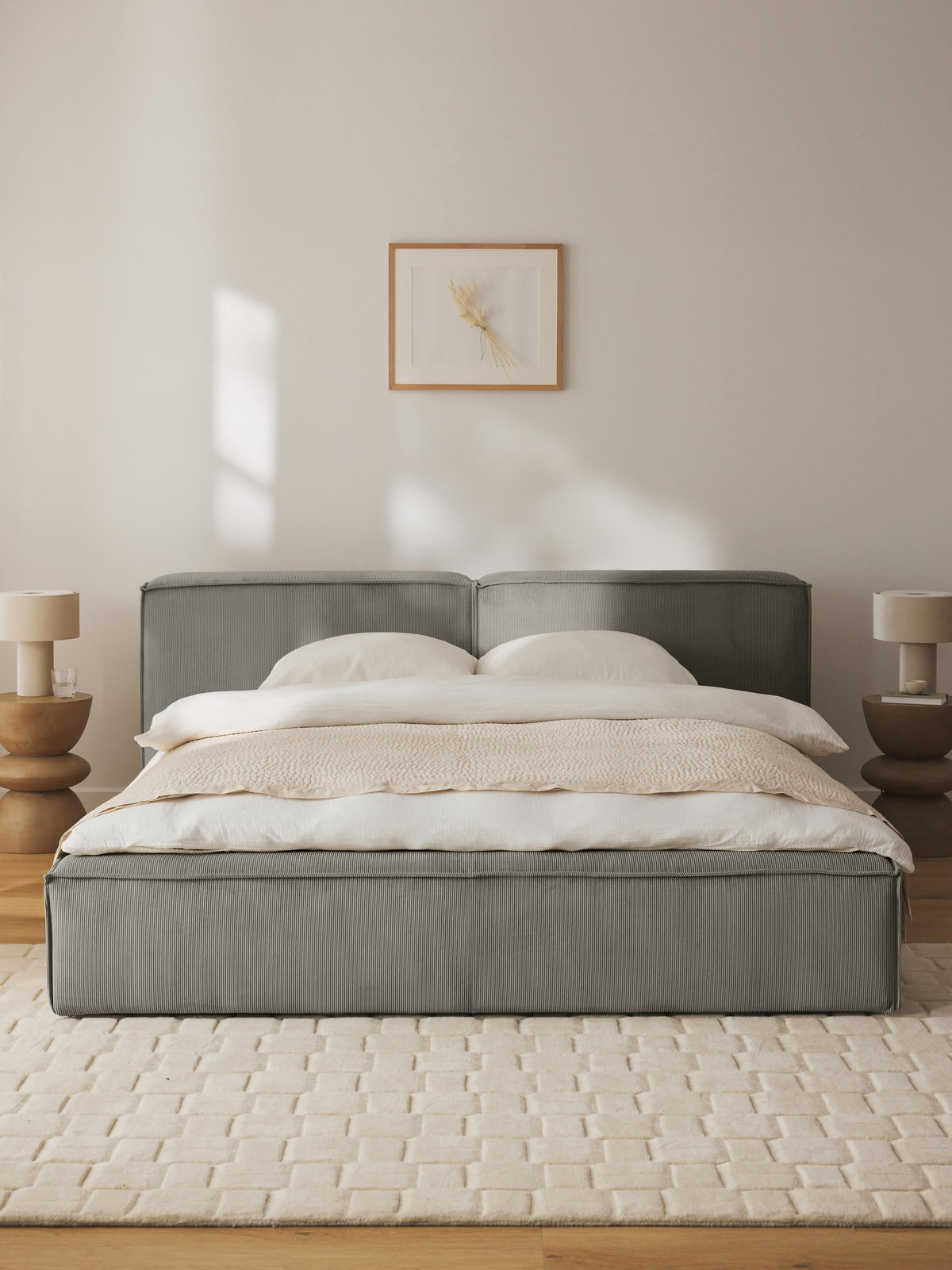 Lenroven Corduroy Upholstered Bed