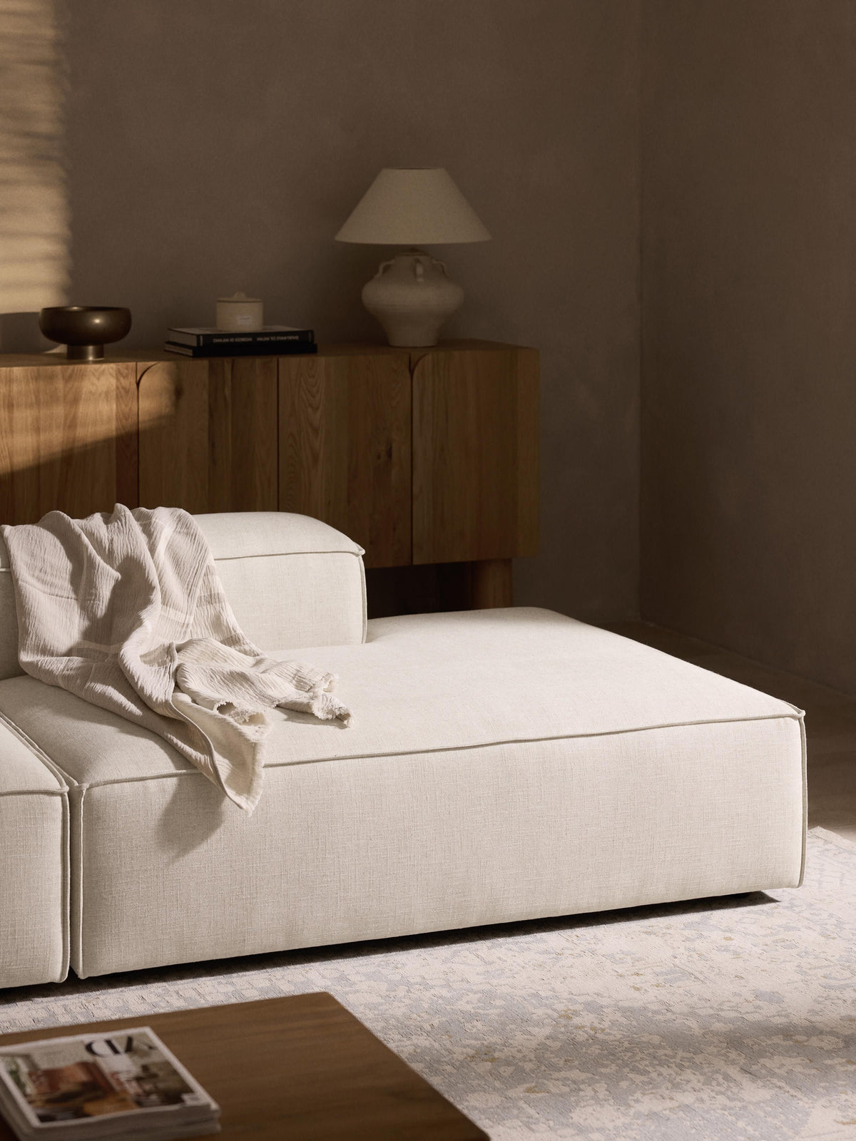 Lenroven Linen Blend Ottoman Module