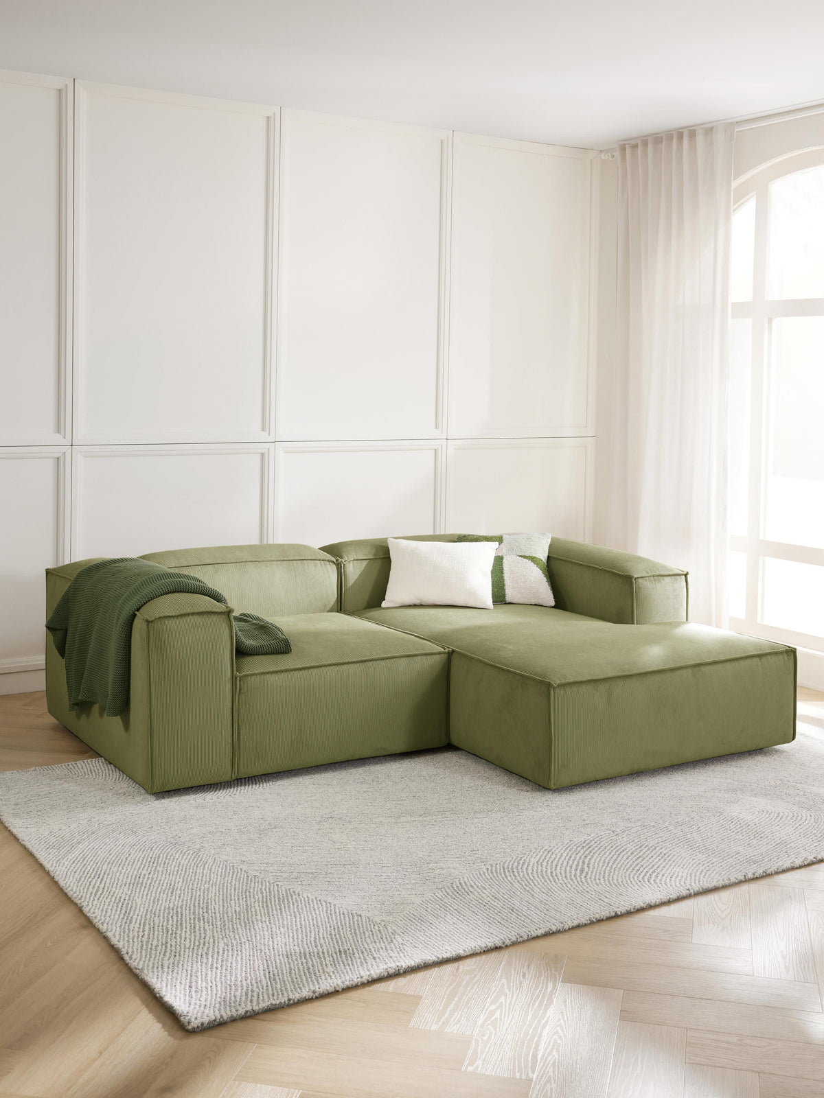 Lenroven Modular Corduroy Corner Sofa (2-Seater)
