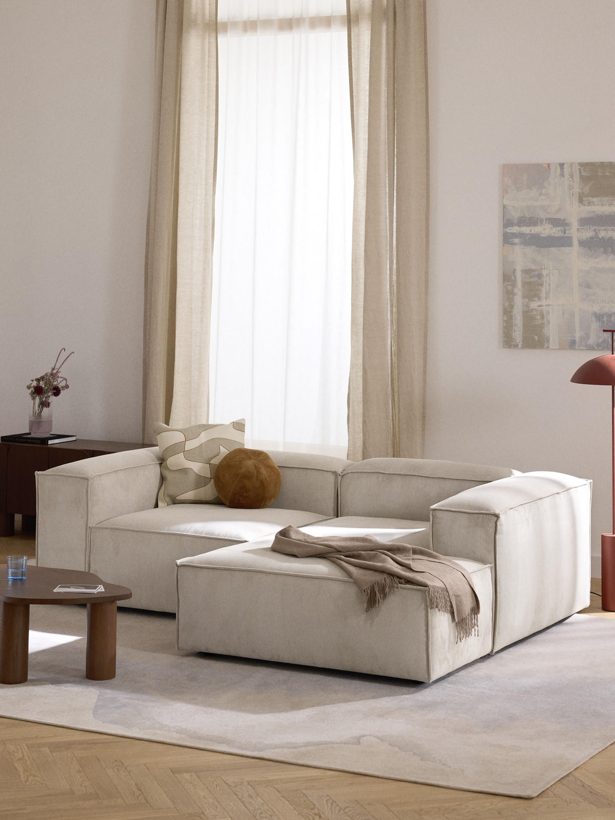 Lenroven Modular Corduroy Corner Sofa (2-Seater)