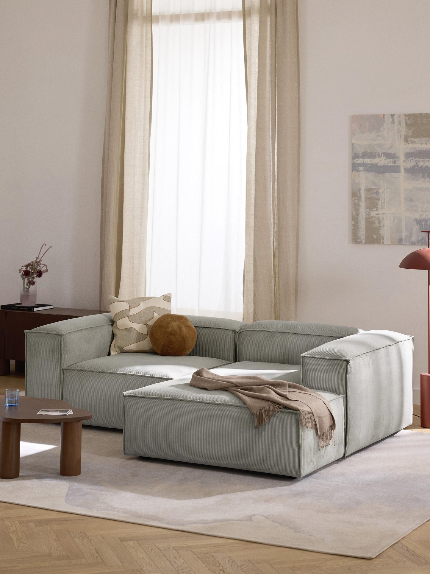 Lenroven Modular Corduroy Corner Sofa (2-Seater)