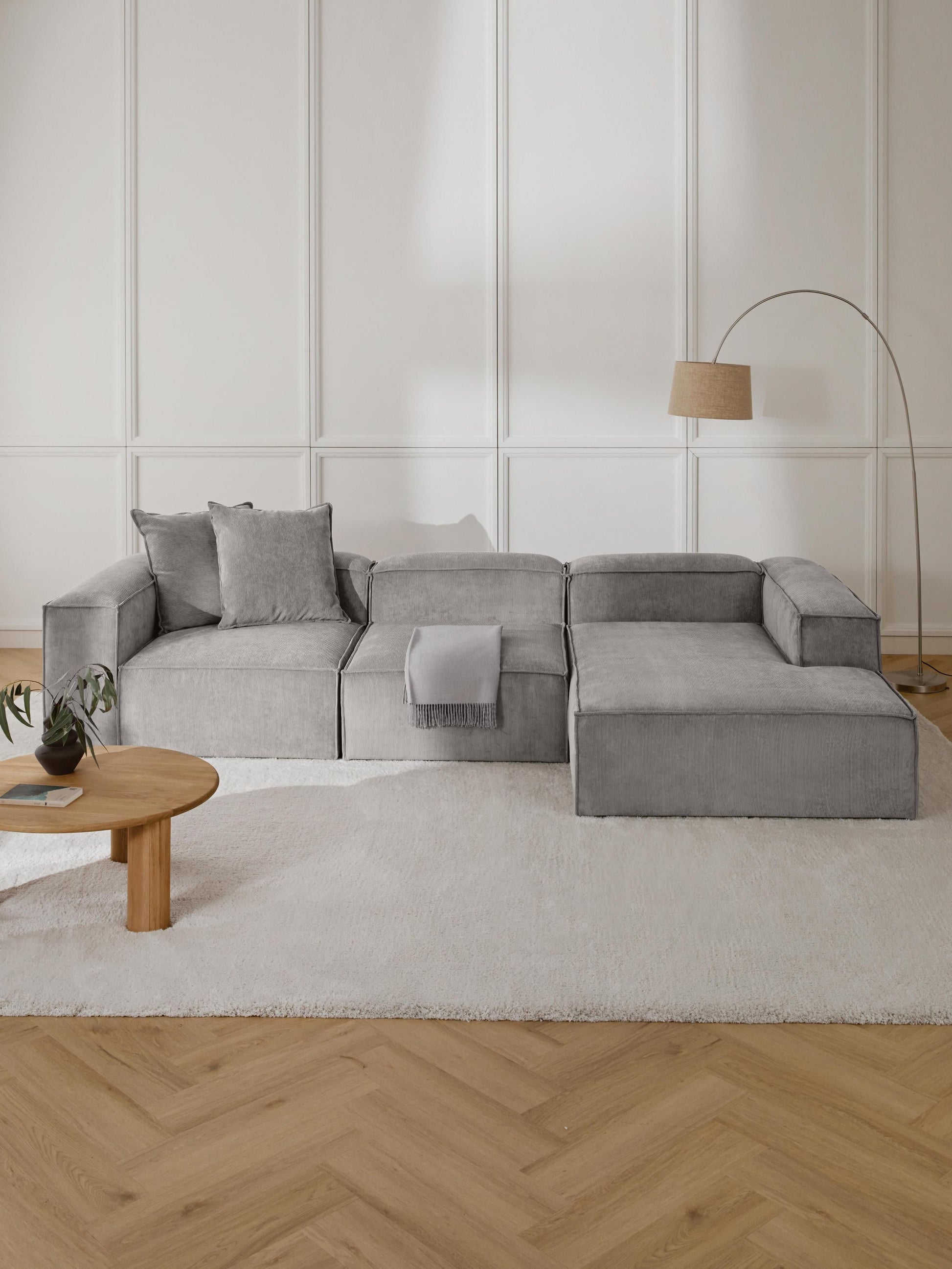 Lenroven Modular Corduroy Corner Sofa (4-Seater)