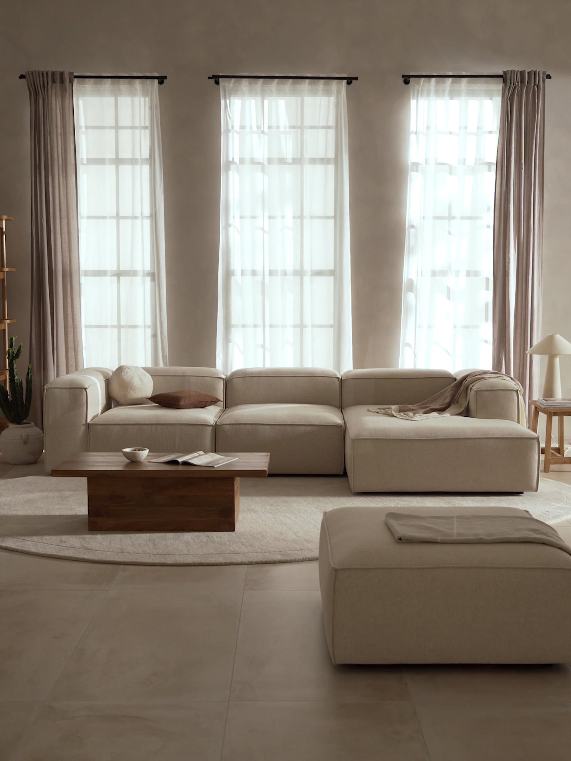 Lenroven Modular Linen Blend Corner Sofa (4-Seater)