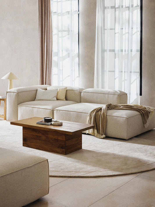 Lenroven Modular Linen Blend Ottoman