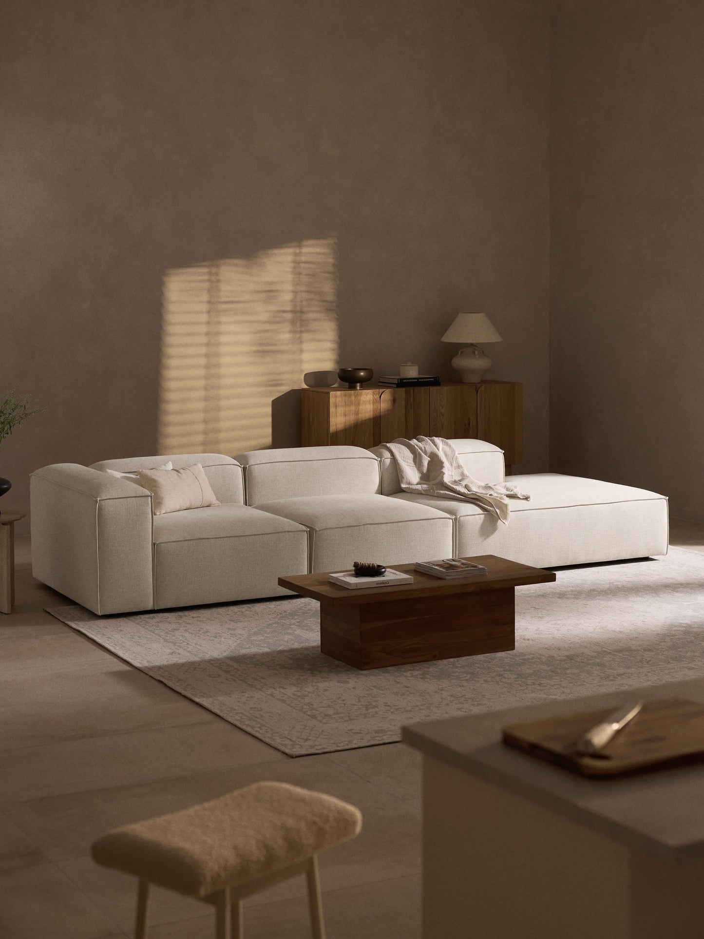 Lenroven Modular Linen Blend Ottoman, XL