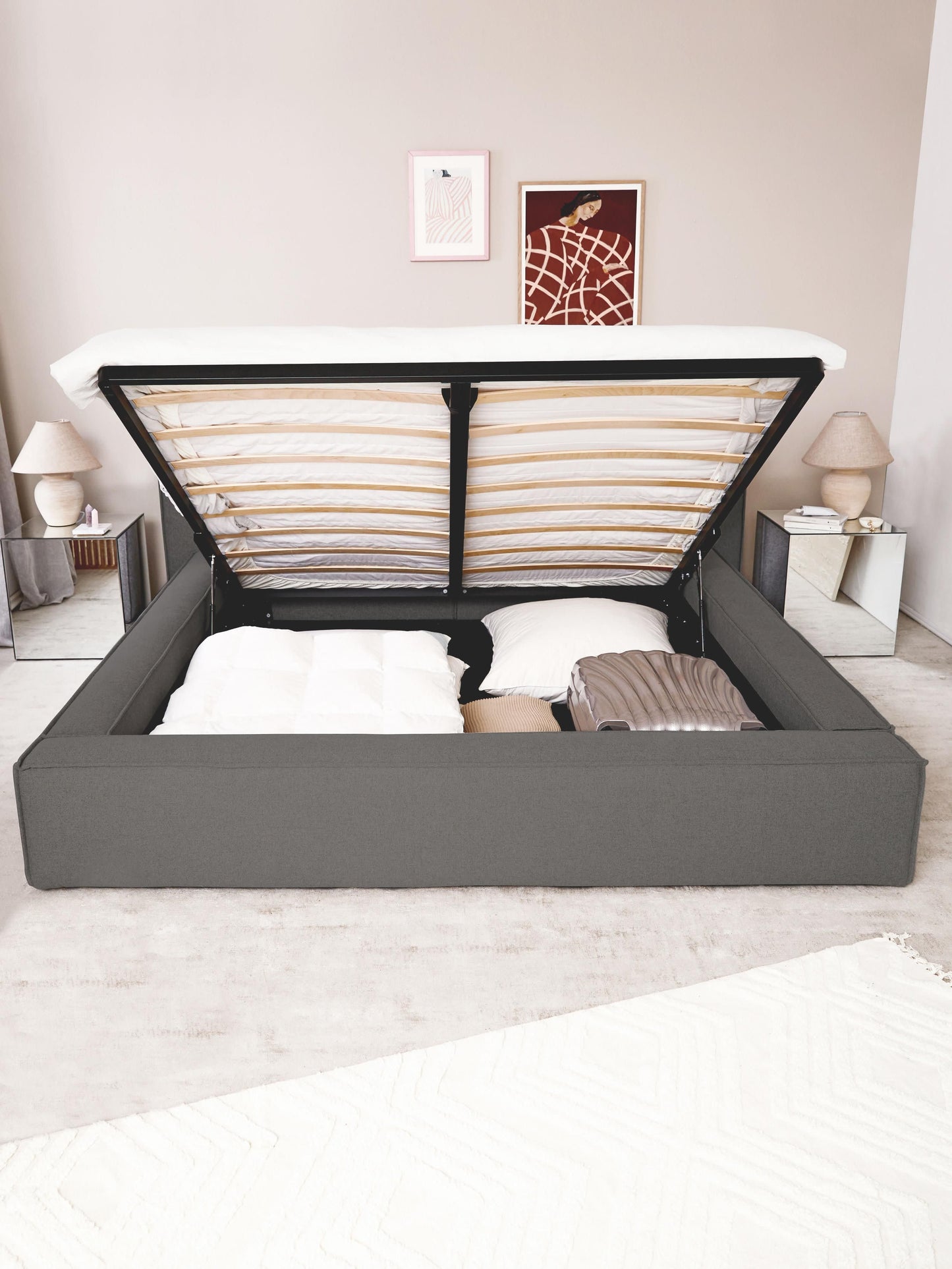 Lenroven Storage Bed, Upholstered