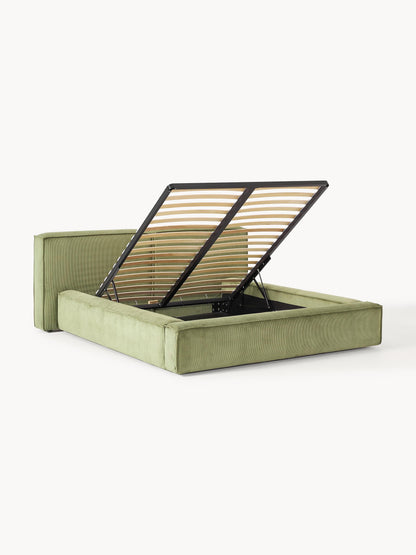 Lenroven Upholstered Storage Bed in Corduroy