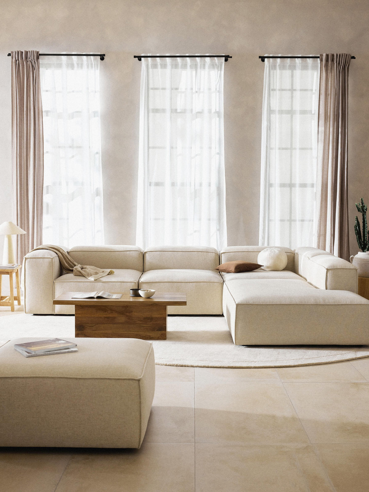Lenroven XL Modular Corner Sofa in Linen Blend (4-Seater)