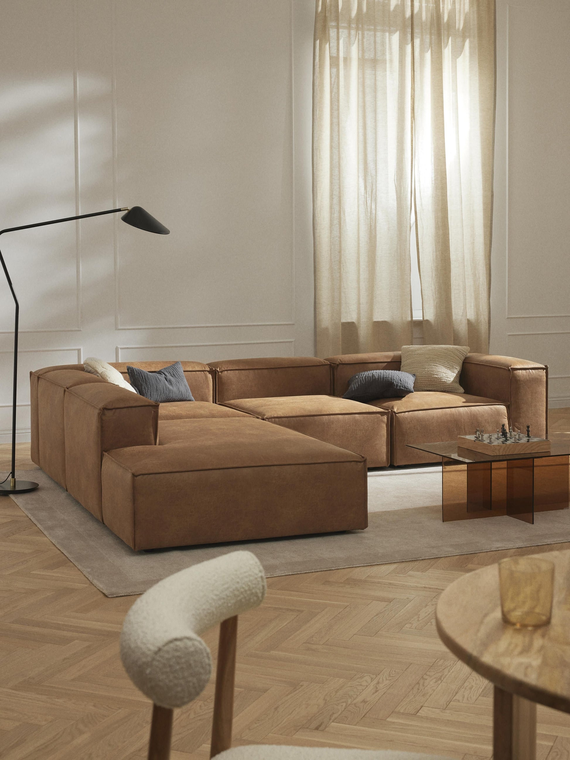 Lenroven XL Modular Leather Corner Sofa (4-Seater)